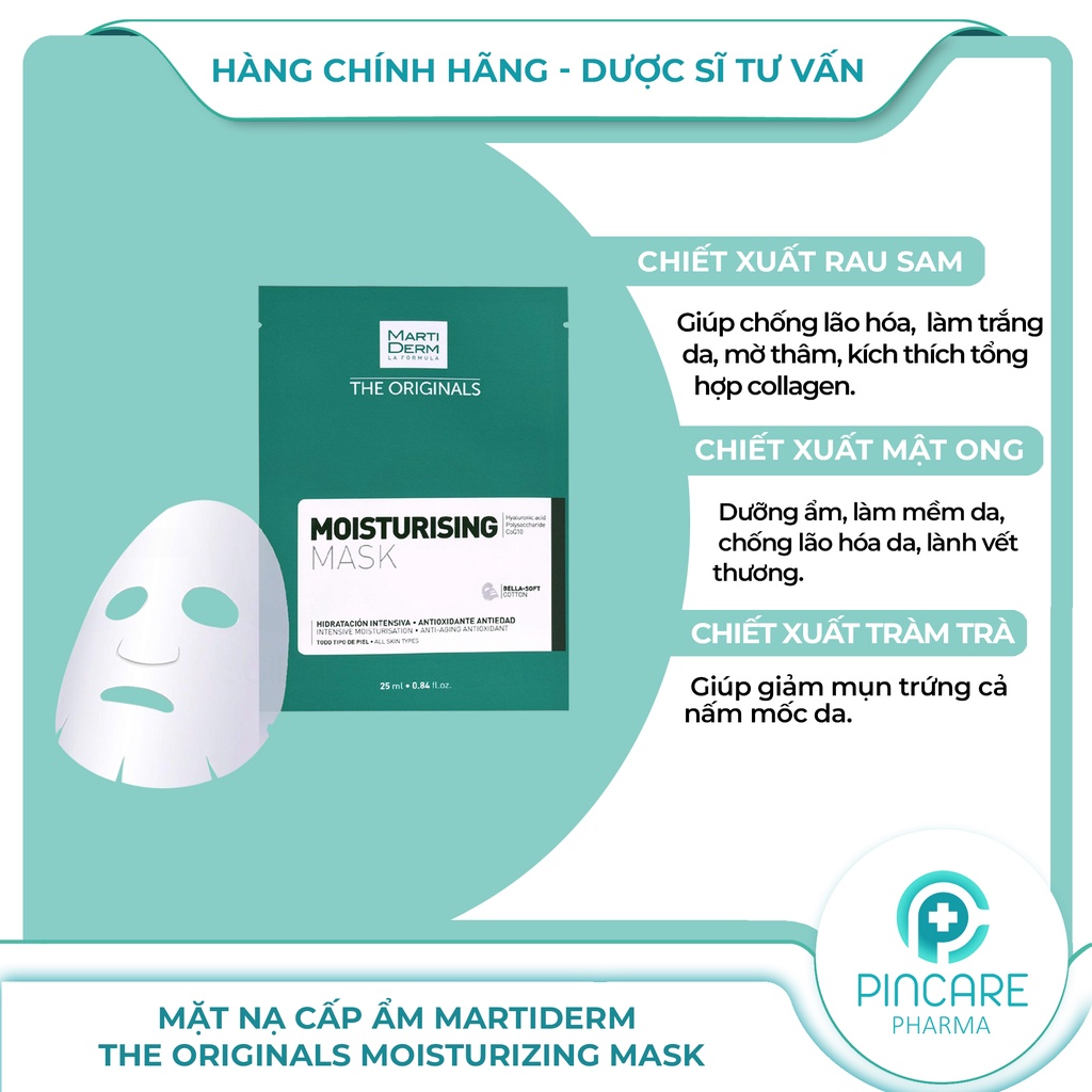 Mặt nạ dưỡng ẩm phục hồi da Martiderm The Originals Moisturizing Mask (Miếng Lẻ) - Hàng chính hãng - Nhà thuốc PinCare