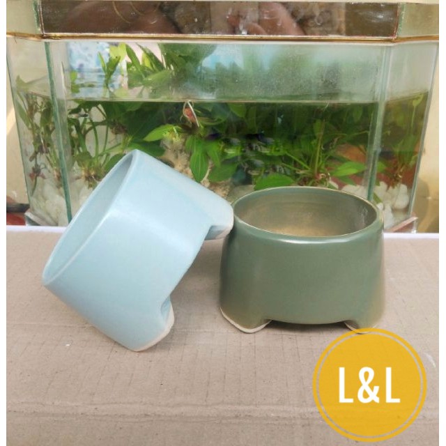 Chậu sứ Bát Tràng Hình Ba Chân Thấp  trồng cây Để Bàn, Cây Nội Thất, Sen Đá, Xương rồng, Cây Bon sai