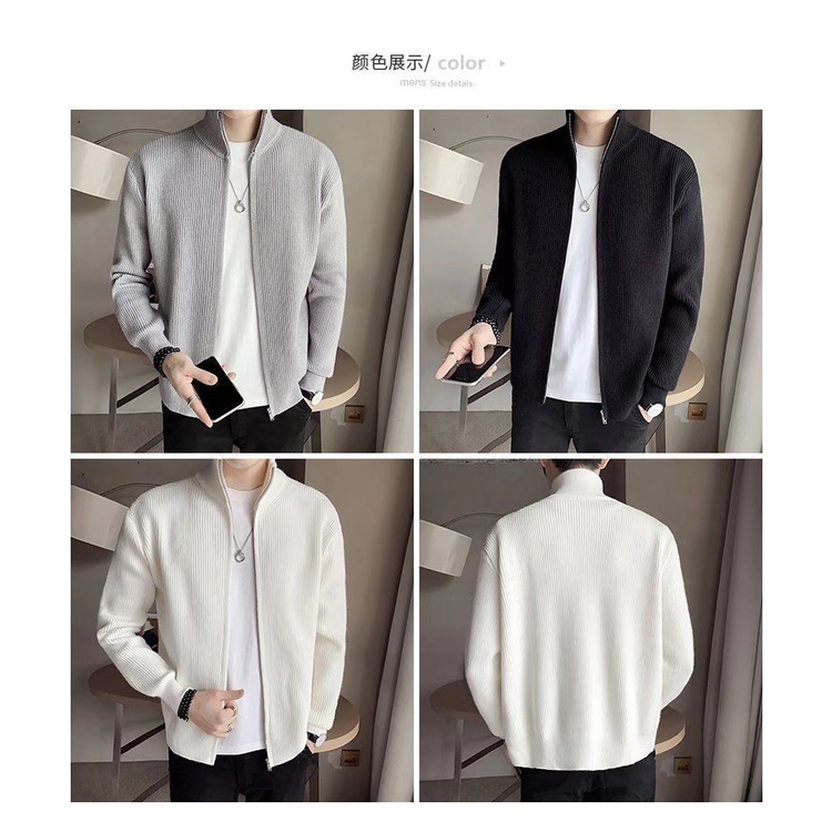 Áo Khoác Len Cardigan Cổ Đứng Phong Cách Hàn Quốc Thời Trang Xuân Thu 2021 Cho Nam