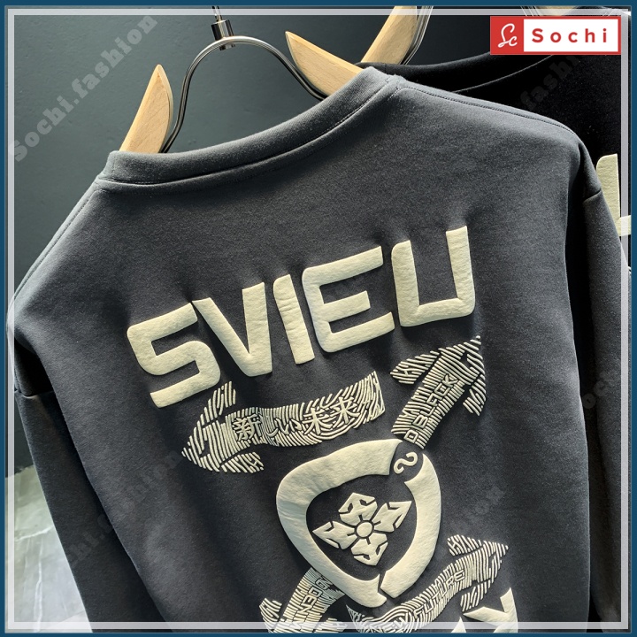 Áo nỉ sweater Hàn Quốc, áo nam thu đông cổ tròn 3D lạ mắt in SVIEU mã SW66.2