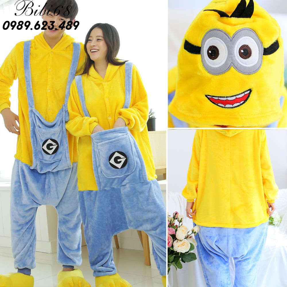 [mã BLUE5 giảm 5k] Bộ Đồ hình thú liền thân lông mịn Pijama dành Cho Người Lớn và Trẻ Em Hoạt Hình Cosplay