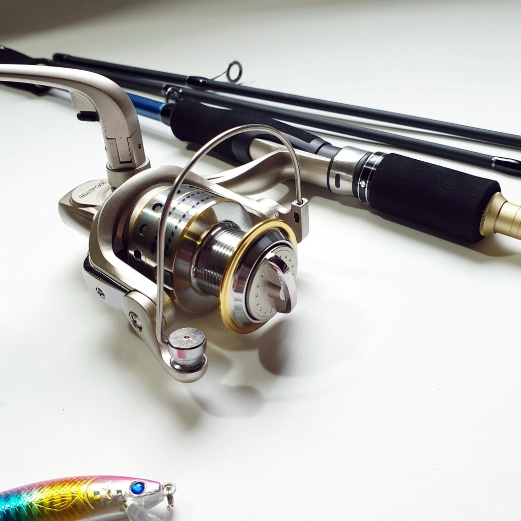 Bộ Cần Câu Lure máy đứng Shimano 2 ngọn + máy câu cá yolo TFB 3000 kim loại + cước câu cá + 3 mồi câu lure + phụ kiện sh