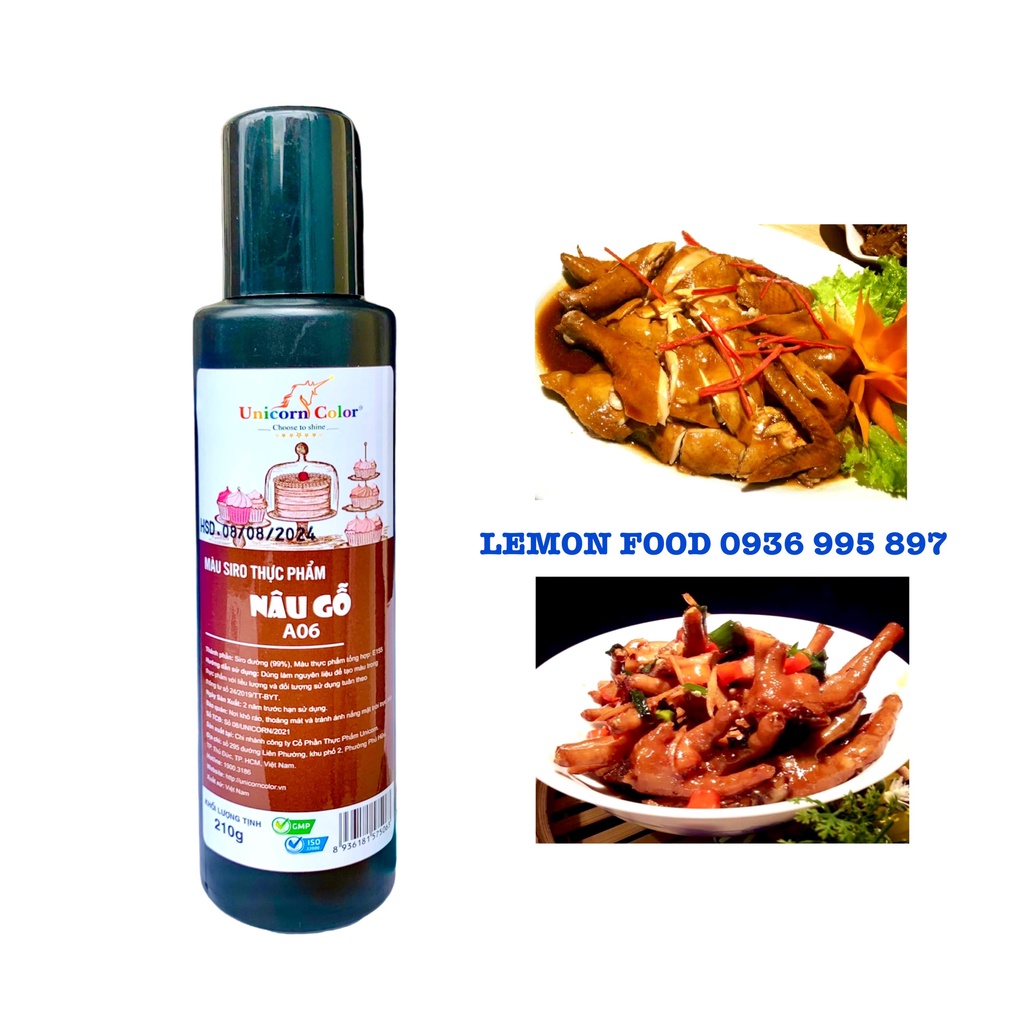 Màu siro thực phẩm nâu gỗ Unicorn chuyên tạo màu cho vịt quay, gà hấp xì dầu, thịt kho, bánh kem