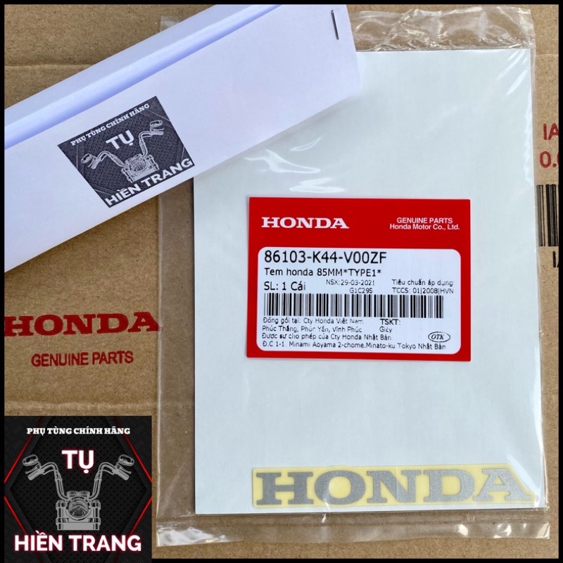 TEM CHỮ HONDA MÀU ĐỎ/ĐEN/BẠC NỀN TRONG 85mm CHÍNH HÃNG HONDA VIỆT NAM