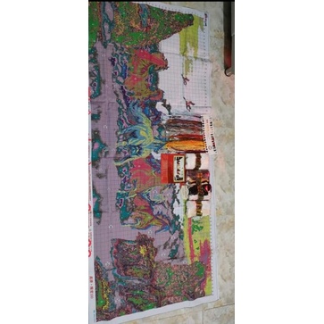 Tranh thêu chữ thập Mã đáo thành công, tranh thêu ngựa mây núi