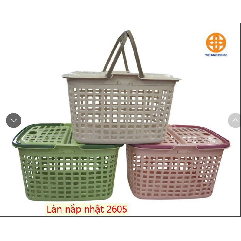 Làn nhựa đi sinh, giỏ đựng đồ sơ sinh, làn nắp 2605 nhựa Việt Nhật