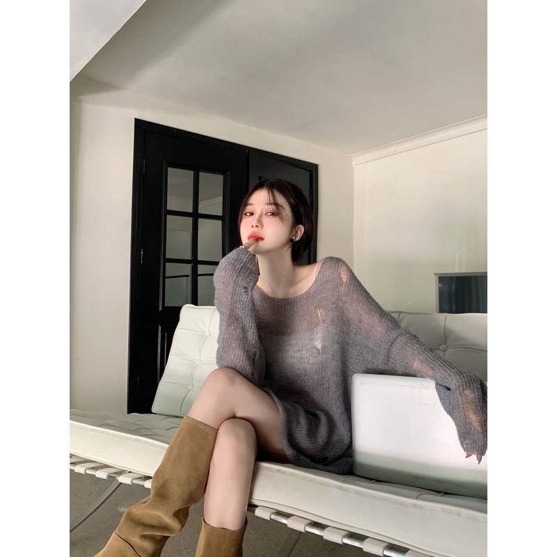 QADCOL Áo Thun Tay Dài Chống Nắng Dáng Rộng Xuyên Thấu Thời Trang Mùa Hè Cho Nữ