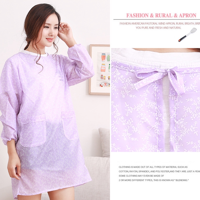 Tạp dề dài tay bằng Polyester chống thấm nước chống dầu phong cách hàn quốc thời trang