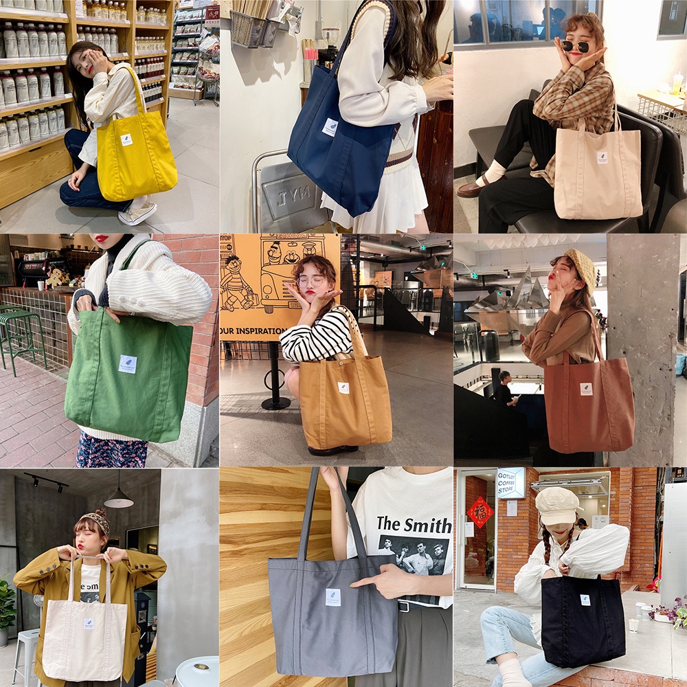 Túi Tote Đeo Vai Vải Canvas Đi Làm, Đi Học, Đi Chơi Kích Thước Lớn Để Vừa Laptop Giá Rẻ Arhi Shop