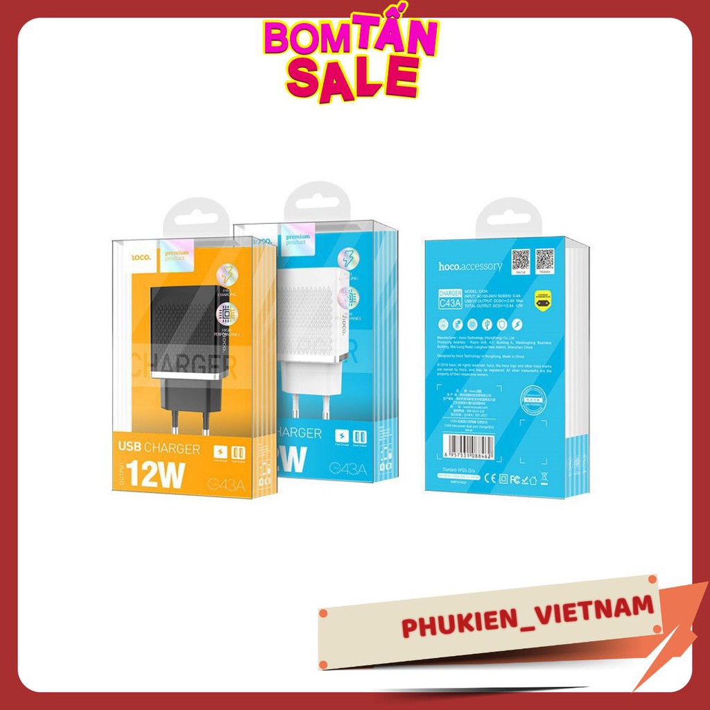 Củ sạc Hoco C43A (Hàng Chính Hãng) - Bảo hành toàn quốc