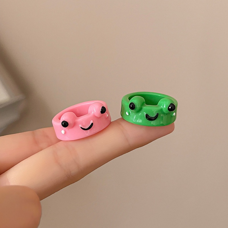 Nhẫn WE FLOWER nhựa resin thiết kế chú ếch hoạt hình 3D phong cách Hàn Quốc đáng yêu dành cho cặp đôi bạn bè