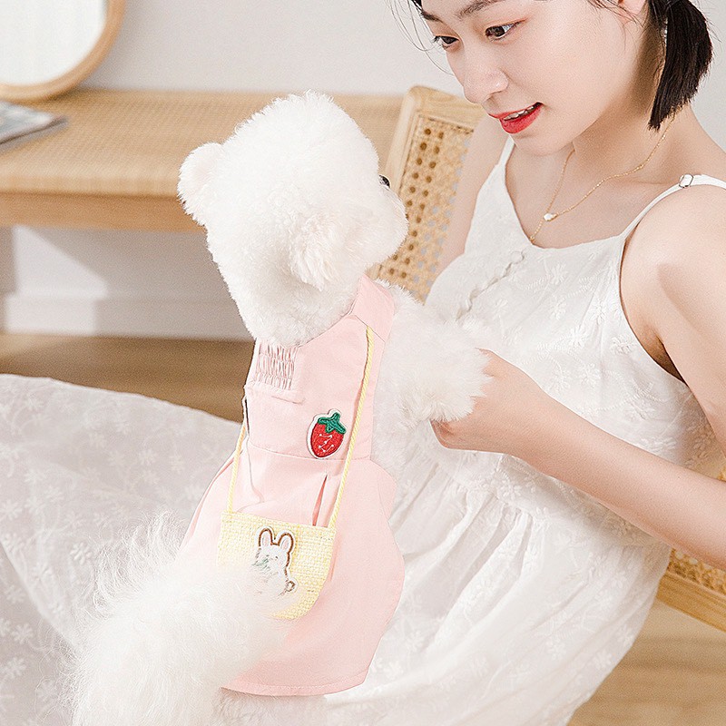 Váy yếm cho thú cưng hàng thiết kế cao cấp kèm túi đeo dễ thương