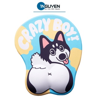 Lót Chuột Có Đệm Tay Hình Mông Cún Corgi, Husky, Poodle, BullDog