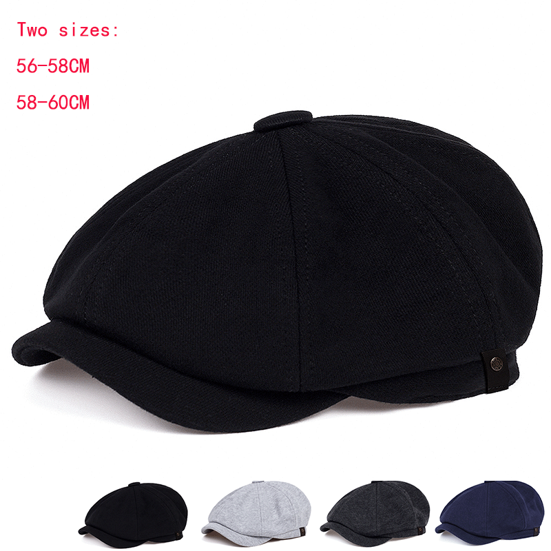 Mũ beret cotton màu trơn giữ ấm mùa thu đông phong cách thể thao cổ điển cho nam
