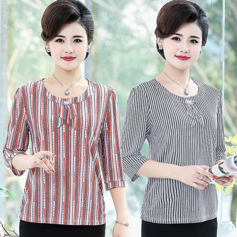 Áo Chiffon Tay Ngắn Thời Trang Mùa Hè Cho Phụ Nữ Trung Niên 35 Dìs 40 Đến 45 50 Tuổi