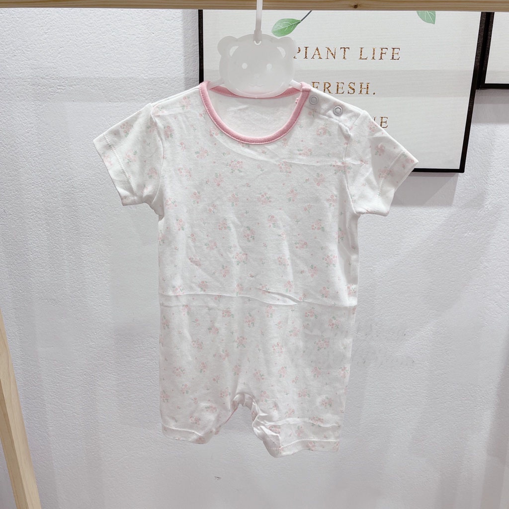 Bodysuit đùi ngắn tay cho bé trai bé gái hàng xuất dư, body áo liền quần cotton mềm mịn thoáng mát