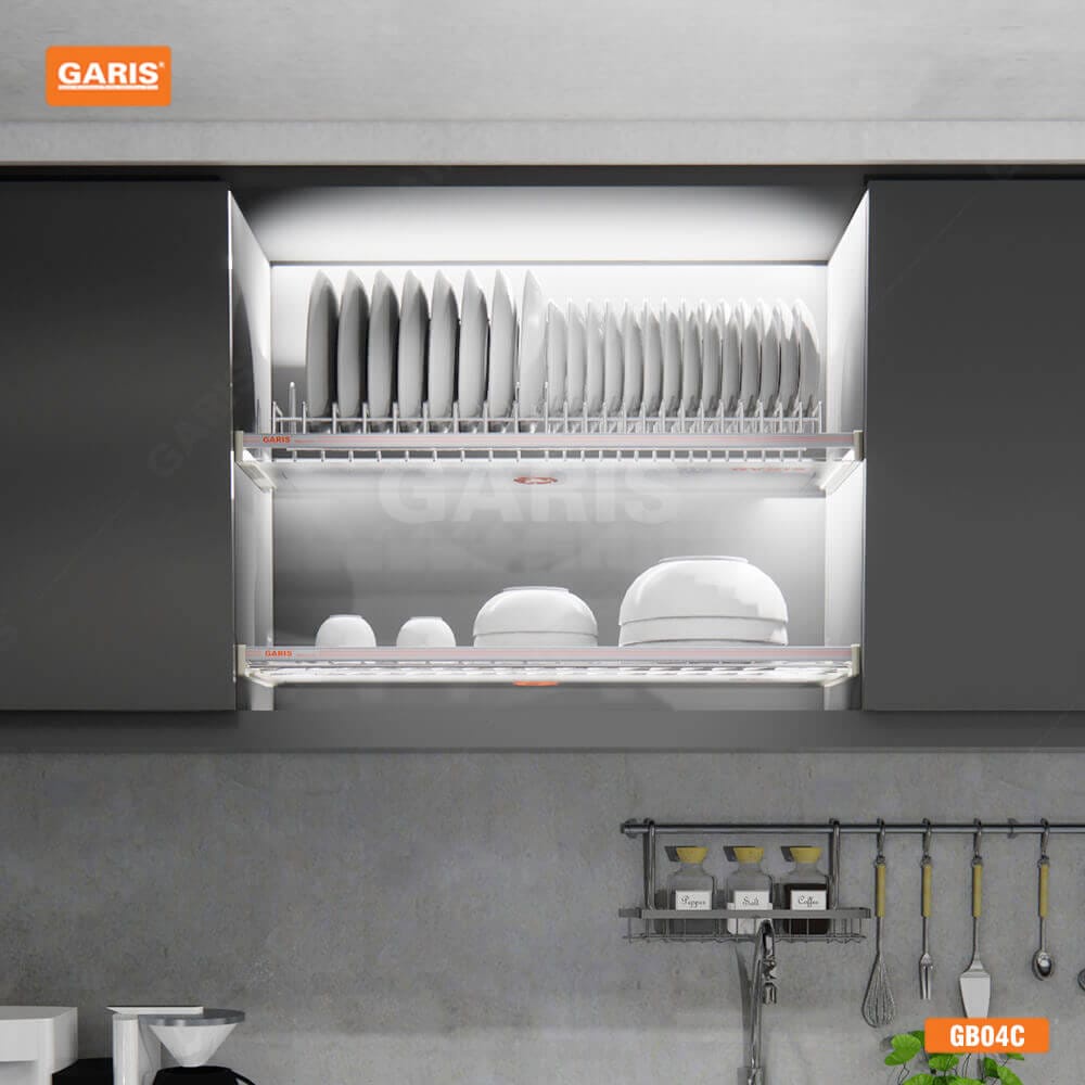 [FREESHIP HCM] Giá Bát Đĩa Cố Định Garis GB04C - Nan Tròn - Chất Liệu Inox 304 - 2 Tầng