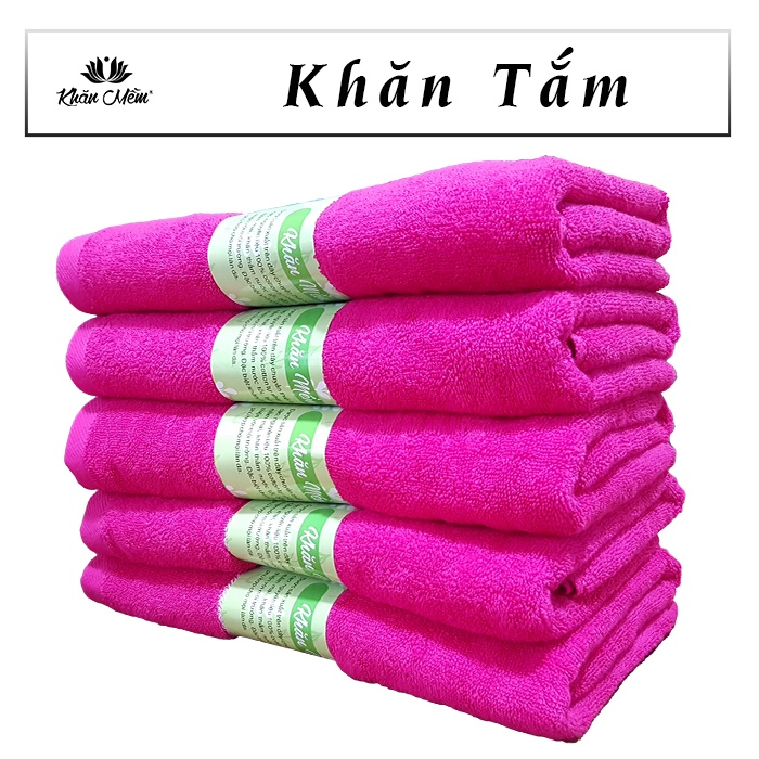 Combo 5 khăn tắm Lớn Dày 100% cotton mềm mại thấp hút nước siêu tốt, nhuộm hoạt tính không ra màu không xổ lông