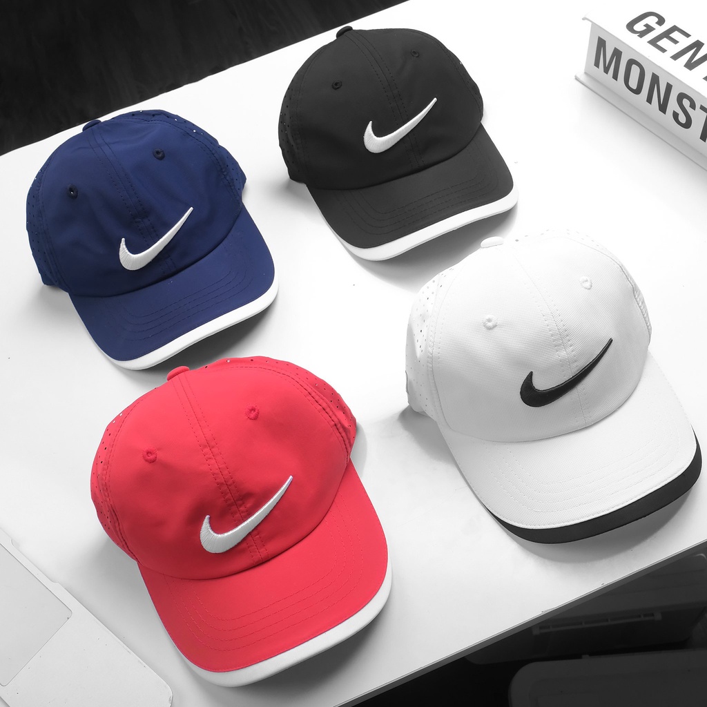 Nón lưỡi trai logo NIKE chất dù lỗ lazer mỏng nhẹ siêu dai bền thoáng mát, phom ôm đầu thể thao dành cho cả nam và nữ
