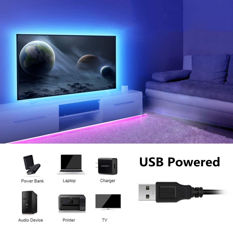 Dây đèn LED WELPUR RGB 16 màu thay đổi theo nhiệt độ có cổng USB+điều khiển từ xa tự trang trí phòng khách