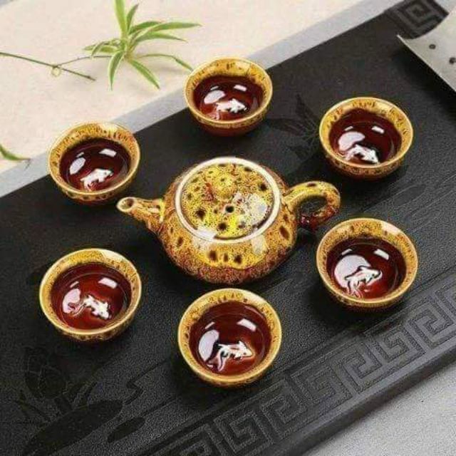 Bộ ấm chén 3d hình cá