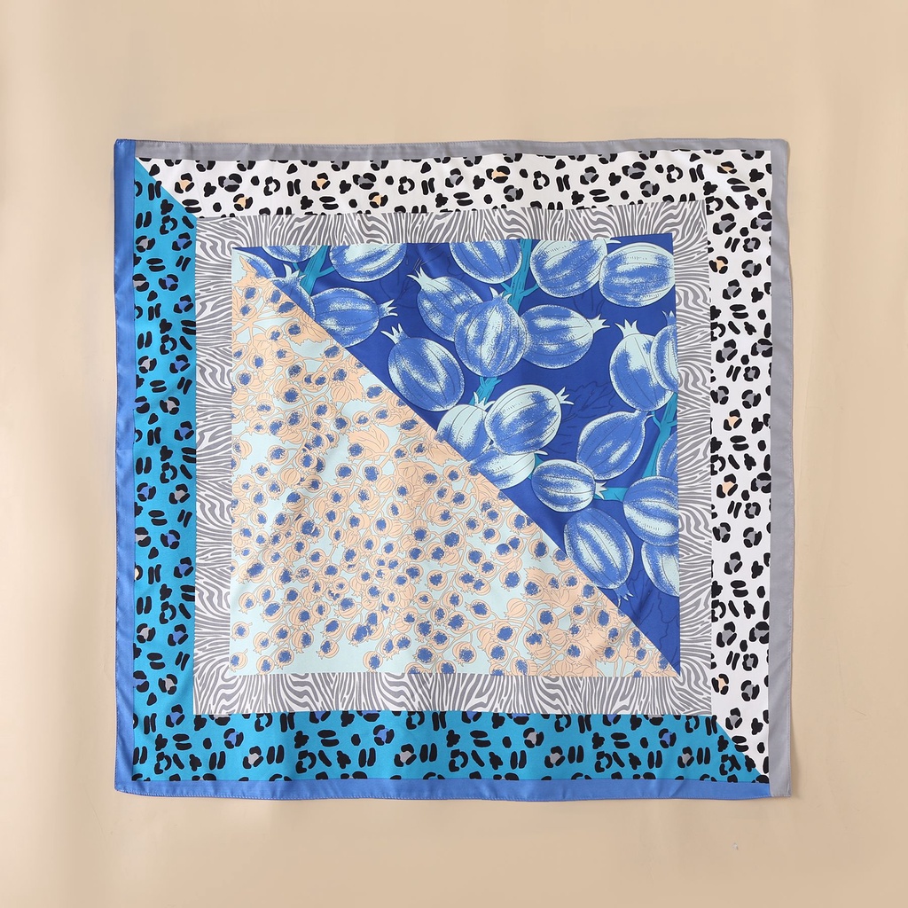 Khăn Quàng Cổ Lụa Vuông 90cm 24H In Họa Tiết Da Báo Đa Năng Thời Trang