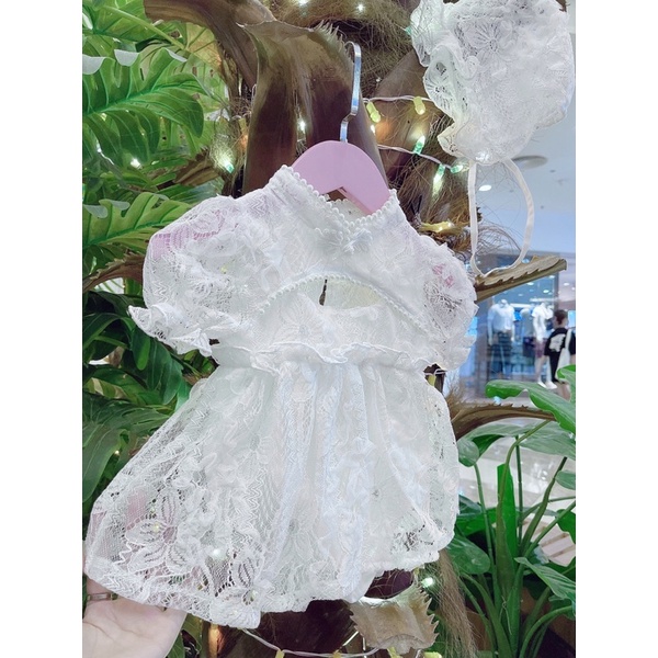Váy Ren Công Chúa Cho Bé Gái Thiết Kế Cổ Đính Ngọc Tặng Kèm Mũ Siêu Xinh ❤️❤️