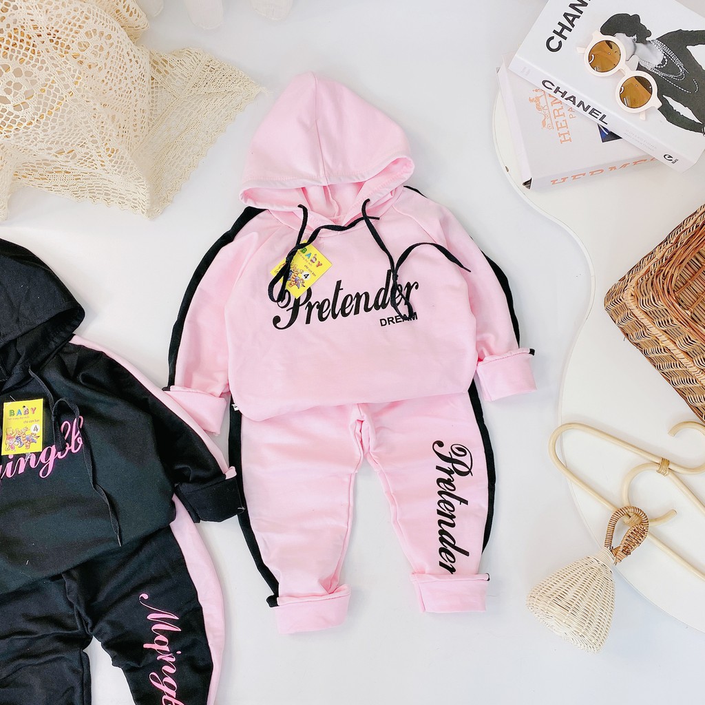 Bộ quần áo nỉ thu đông &quot;DREAM PR&quot; 18-45kg cho bé gái 4-14 tuổi. Vải da cá, form chuẩn mẫu. G33