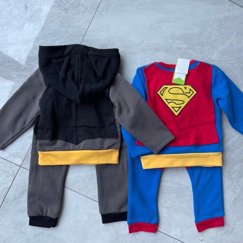 HÀNG MỚI VỀ - Bộ nỉ bông BATMAN & SUPERMAN DISNEY dư xịn hàng xuất nhật - có áo choàng dính sau có thể tháo rời,