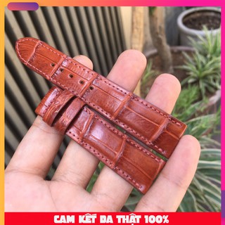  Dây Da Đồng Hồ Da Cá Sấu Nam Xịn Vân Đốt Tre Màu Nâu Đỏ Đủ Size (Trong lót da bò)