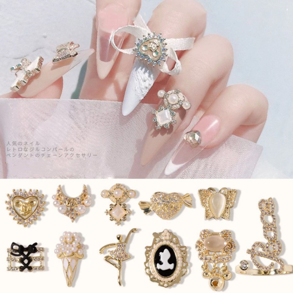 CHARMS (Hàng Mới Về) 1 Phụ Kiện Ngọc Trai Giả 3D Trang Trí Móng Tay Nghệ Thuật Sang Trọng