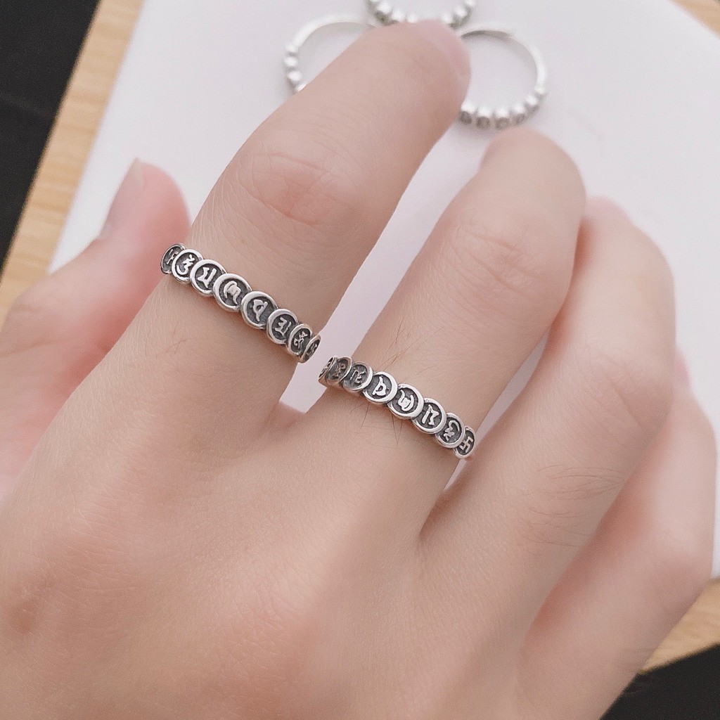 Nhẫn bạc 925 khắc chú bình an