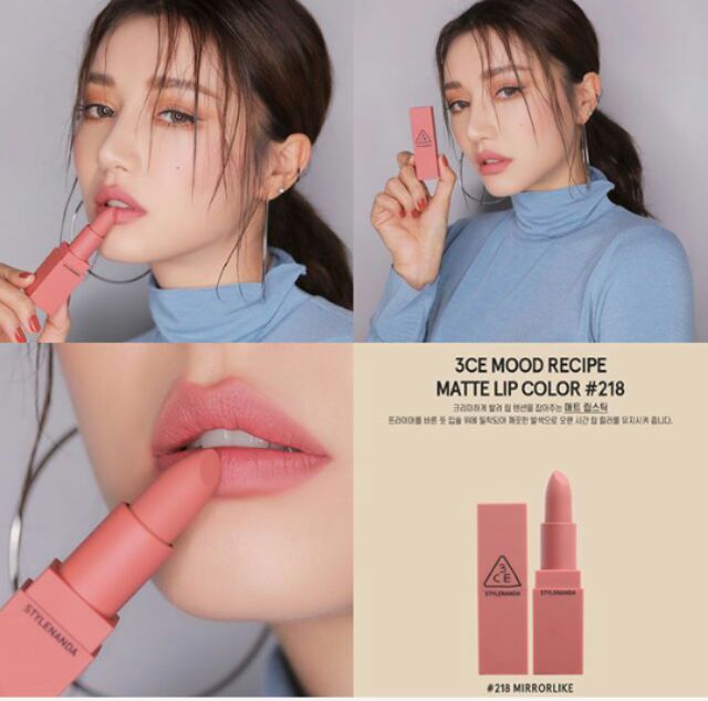 Son thỏi lì 3CE Matte Lip Color (bản Mood On &amp; On, bản vỏ vàng)