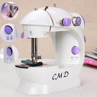 Máy khâu mini gia đình tiện dụng, máy khâu mini 2 chế độ nhanh chậm có đèn LED, tặng kèm 4 cuộn chỉ