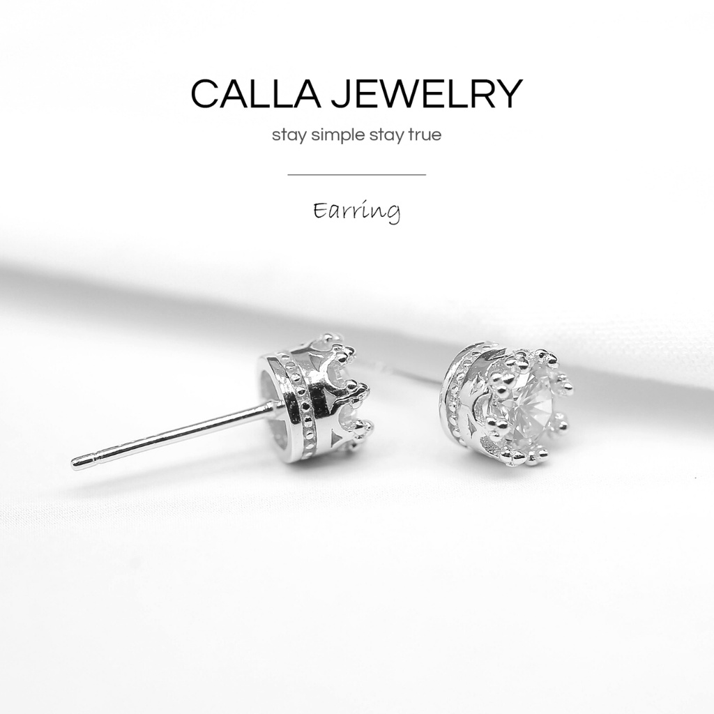 Bông tai Khuyên tai bạc nụ đá nam nữ 925 silver Calla jewelry l E015