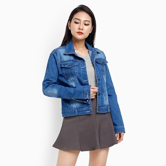 Áo Khoác Jean Nữ Mẫu Trơn Hàng Co Giãn Vải Đẹp