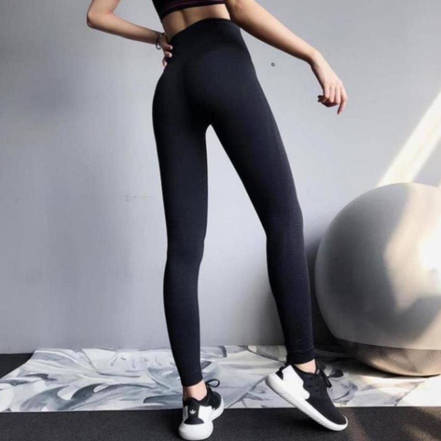 Quần Legging Cap Cao Tập Gym Yoga Aerobic Nữ Vải Dệt Kim Co Giãn Tốt Mặc Ôm Dáng Nâng Mông Tôn Vòng 3