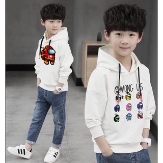 Áo khoác nỉ hoodie in hình Among us màu trắng cho bé trai bé gái cực thích