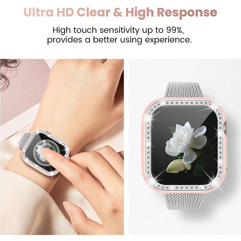 Bộ Ốp Bảo Vệ Mặt Đồng Hồ + Kính Cường Lực 45mm 41mm 40mm 44mm 42mm 38mm Cho iwatch series 7 3 4 5 6 SE