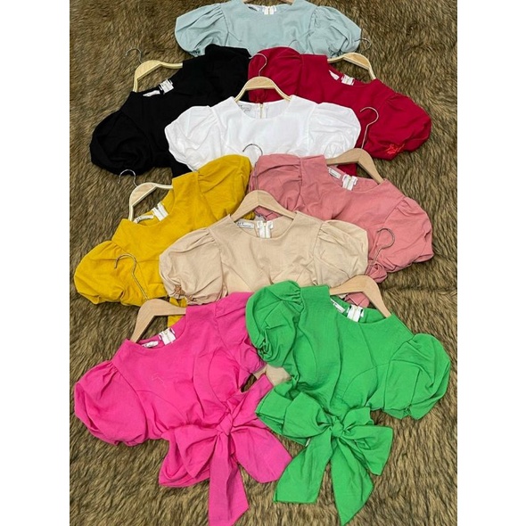 Áo croptop nơ eo nhiều màu