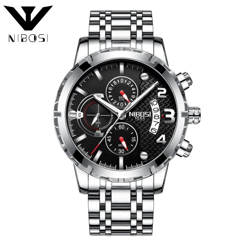 Đồng hồ nam Nibosi 2356 dây thép đầy lôi cuốn lịch lãm Bán lẻ giá sỉ