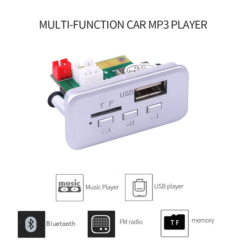 Mô đun máy nghe nhạc MP3 DC 12V Bluetooth hỗ trợ USB Fm Tf Radio Aux cho xe hơi
tiện dụng