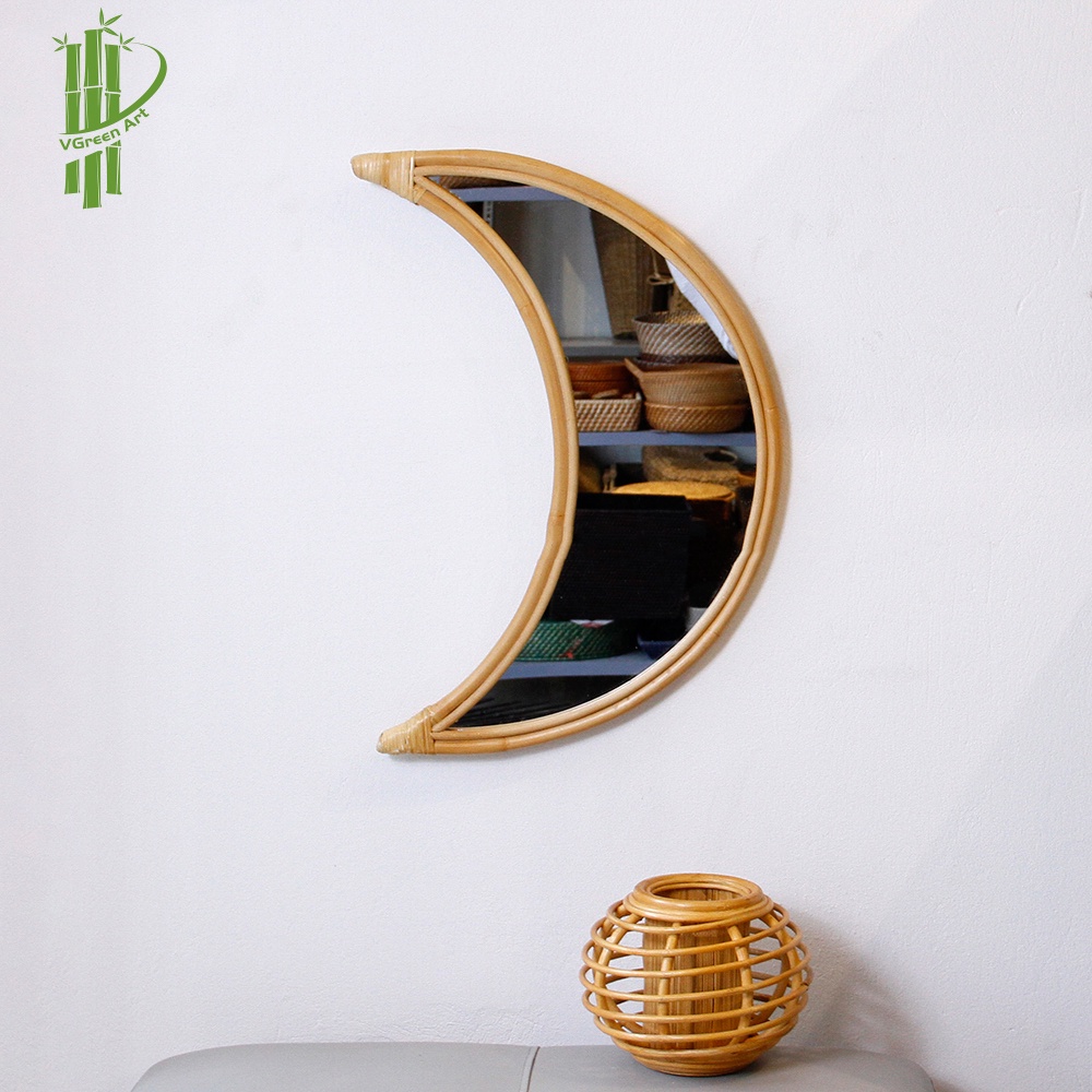 Gương soi khung mây hình trăng khuyết treo tường decor trang trí phòng ngủ phòng khách phòng tắm
