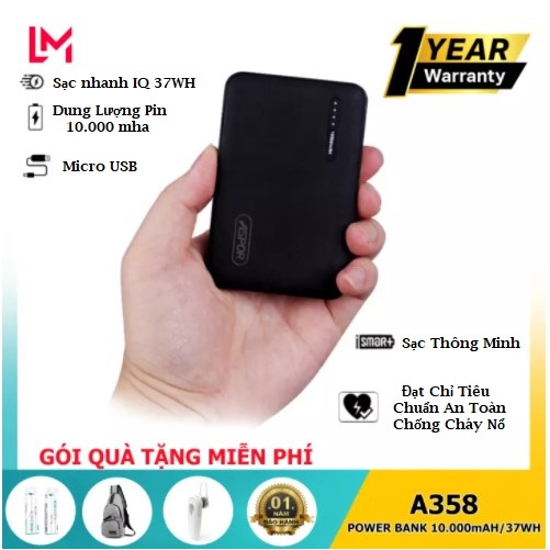 Tặng Qùa 100% Bộ Pin sạc dự phòng+Cáp sạc 10.000mah sạc nhanh 37wh ASPOR A358 lõi pin Polymer siêu bền