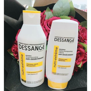 Bộ dầu gội ,dầu xả Dessange trắng dành cho tóc khô, xơ và hư tổn