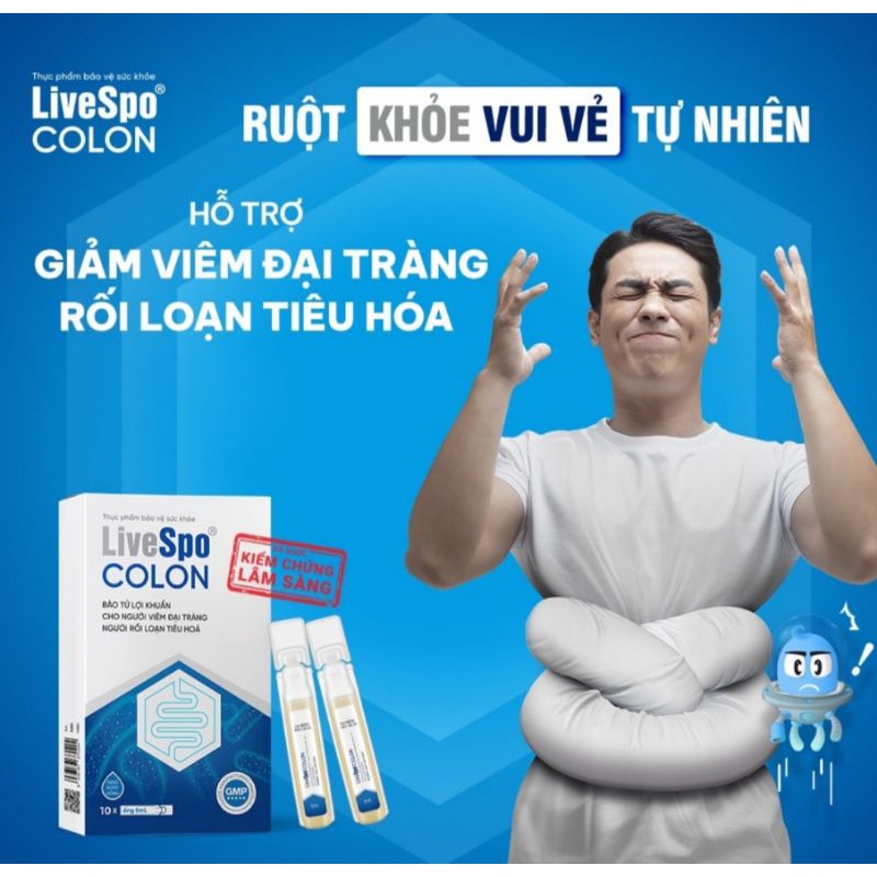 Men vi sinh LiveSpo Colon 30 tỷ bào tử lợi khuẩn ⚡ Tặng quà ⚡ Hộp 10 ống x 5ml Người viêm đại tràng, táo bón tiêu chảy