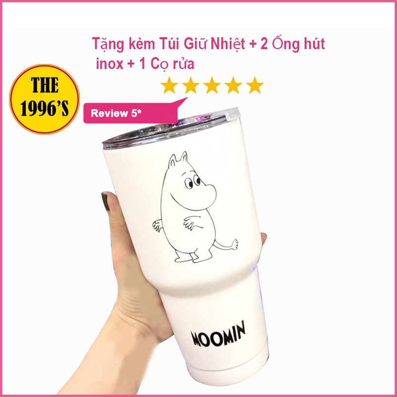 Cốc Giữ Nhiệt Cao Cấp Thái Lan 900ml - Tặng kèm Túi Giữ Nhiệt + 2 Ống hút inox + 1 Cọ rửa