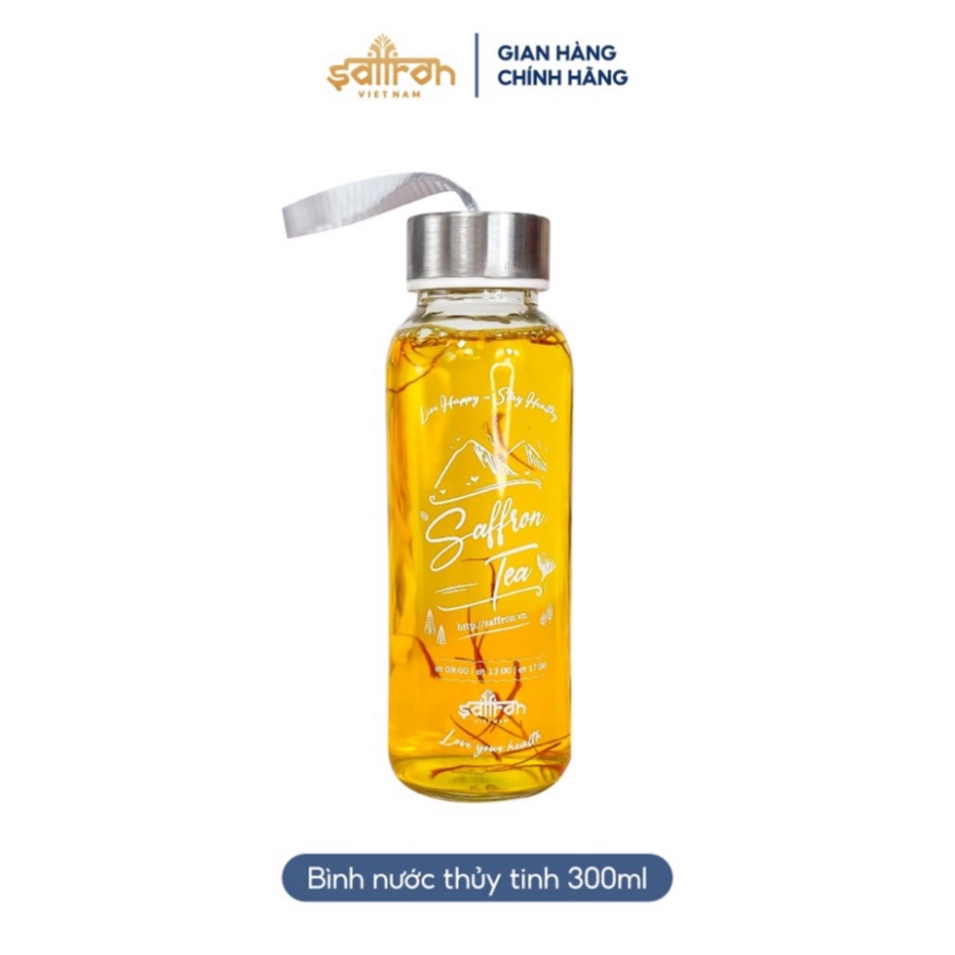 Saffron Tea - Bình Thủy Tinh Chịu Nhiệt Cao Cấp 300ml, In Logo Độc Quyền Từ Saffron Việt Nam