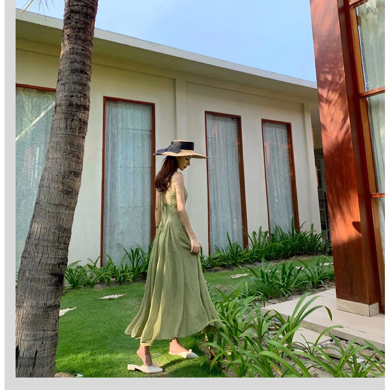 VÁY MAXI VOAN XANH BUỘC LƯNG