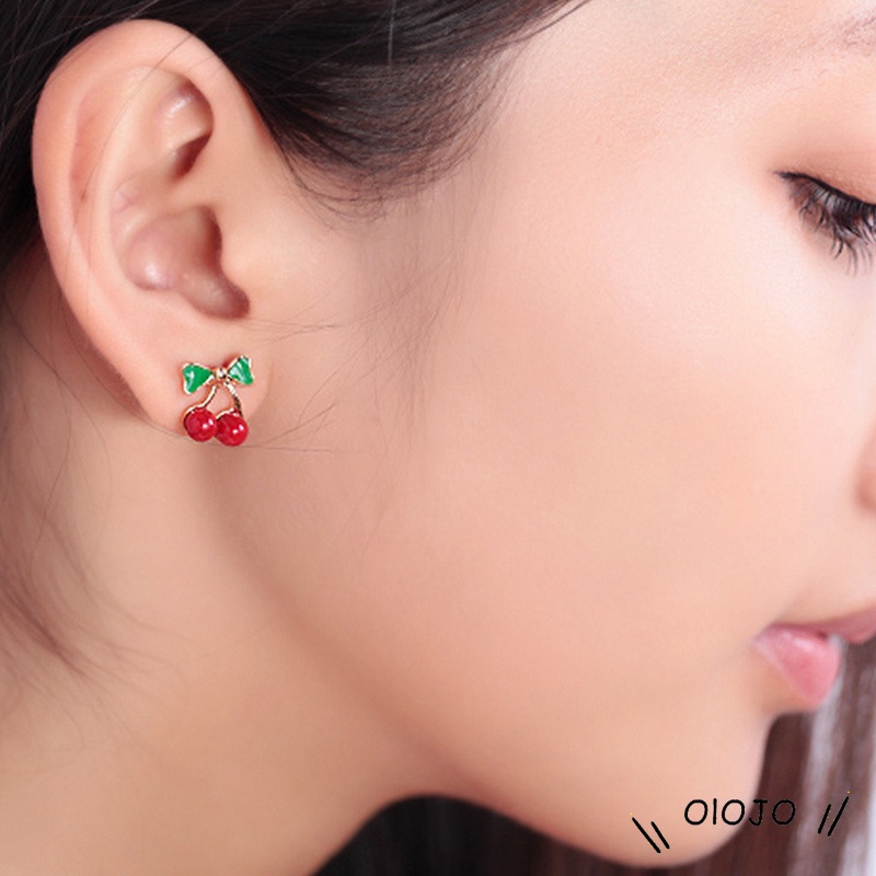 Hoa Tai Hình Quả Cherry Màu Đỏ Ngọt Ngào Dễ Thương Cho Nữ